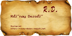 Rónay Dezső névjegykártya